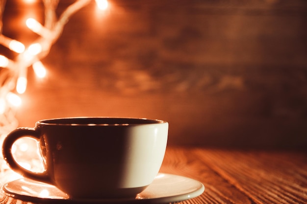 Peaceful morning coffee with book